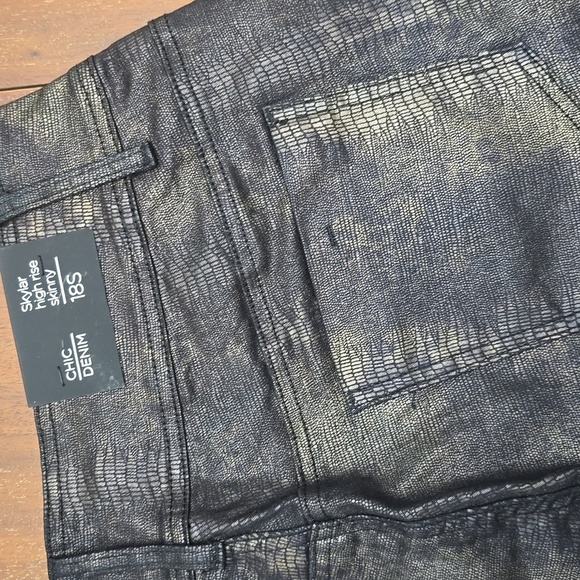 CHIC DENIM Metallic Brown Jeans Women's 18 Short Skylar High Rise Skinny - Picture 8 of 8